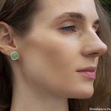 Пусеты Fiore Luna, GREEN AVENTURINE